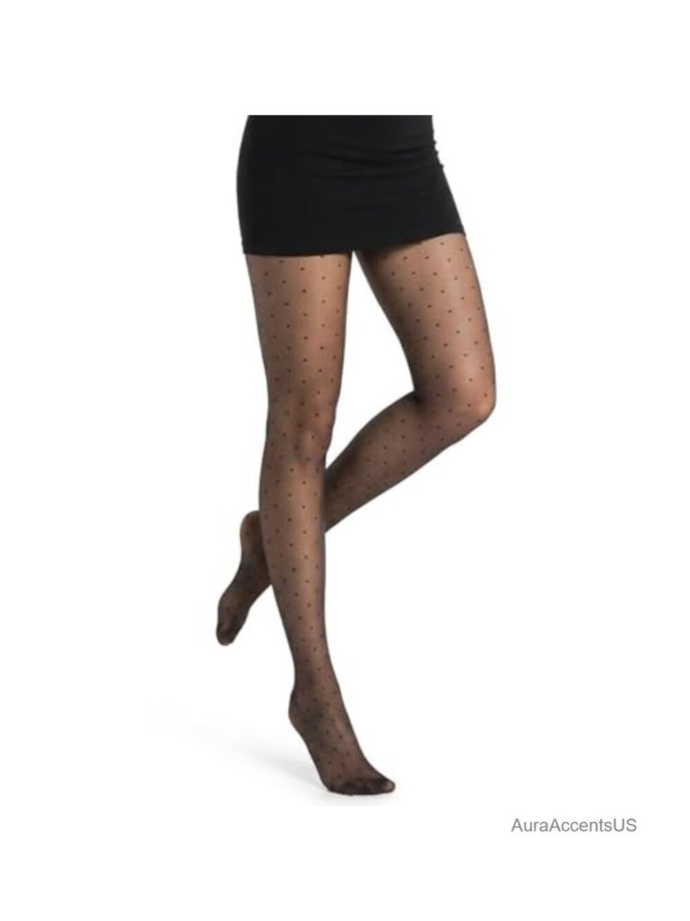 Polka Dot Sheer Tights Nylon Spandex Women High Waist Reinforced Toe